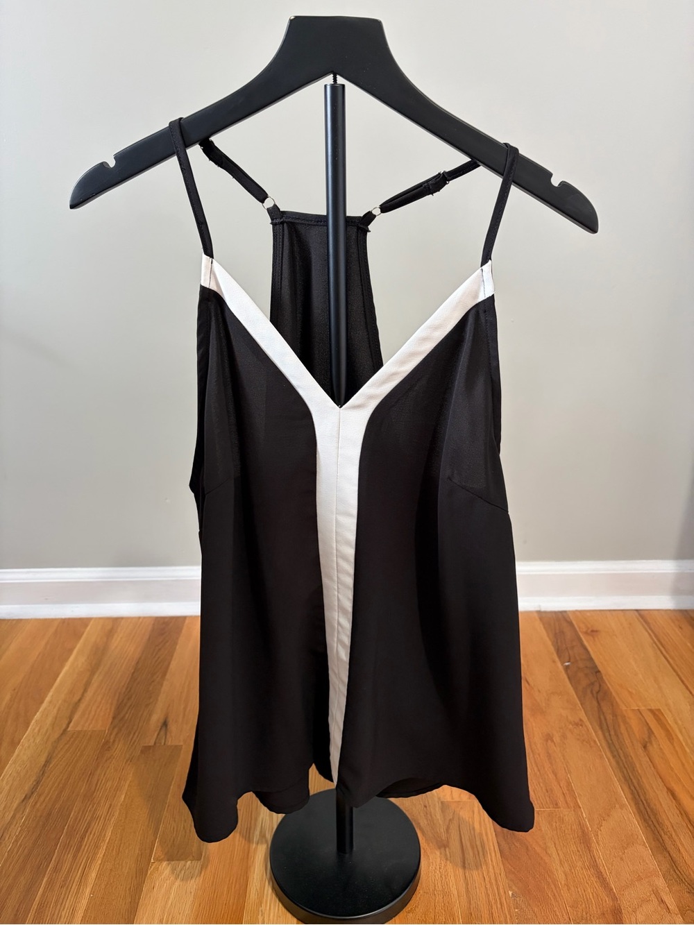 Black and White V-Neck Spaghetti Strap Top